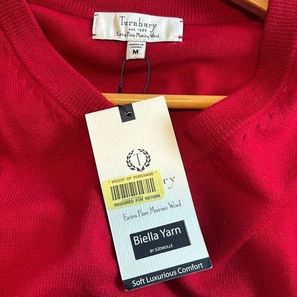 Turnbury Extra Fine Merino Wool V neck sweater size M NWT - Picture 5 of 9